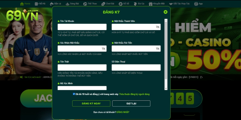 Đăng ký nhanh chỉ 5 phút